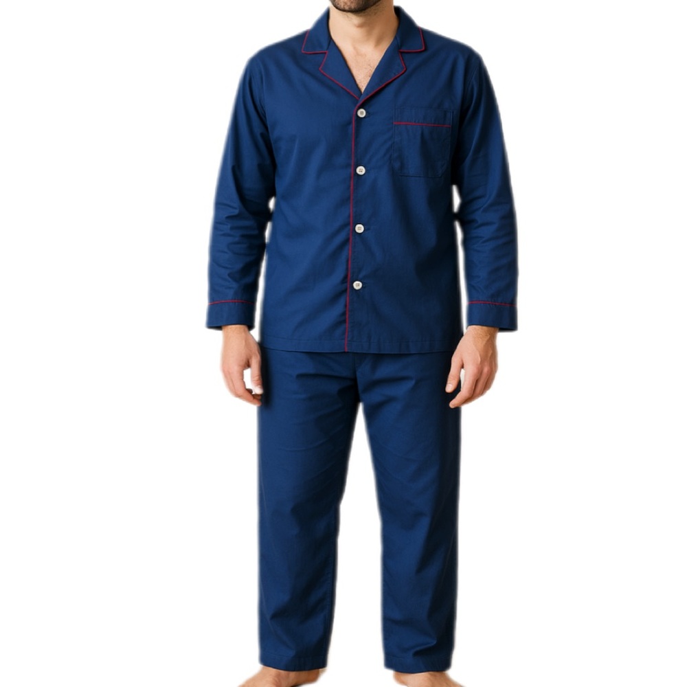 Puritan Cotton Blend Pajama Set Men’s XXL Blue 2 Piece Dad Loungewear